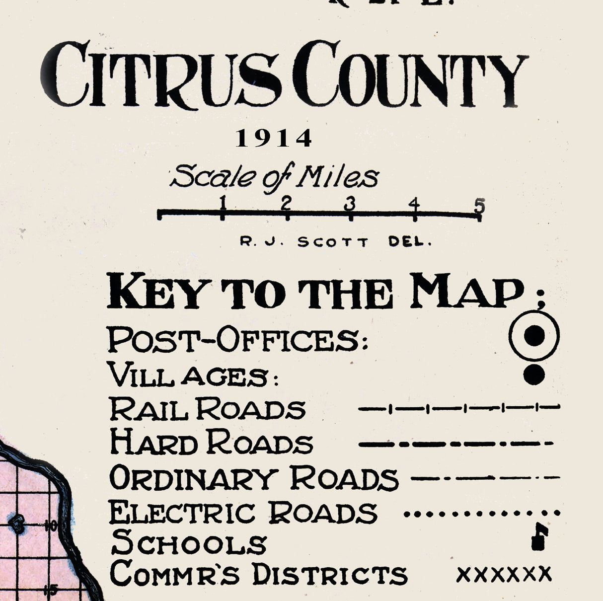 1914 Map of Citrus County Florida