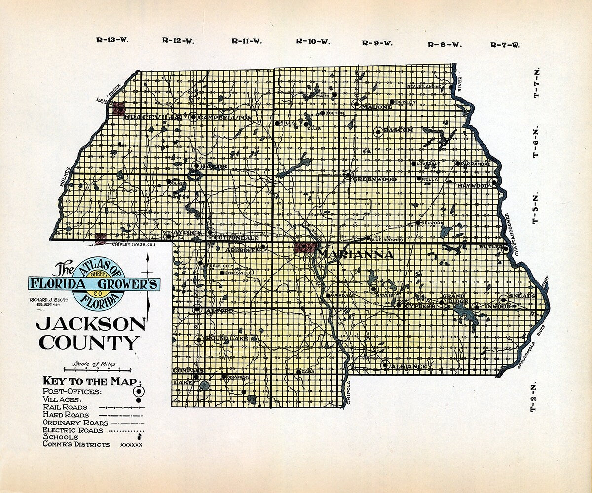 1914 Map of Jackson County Florida