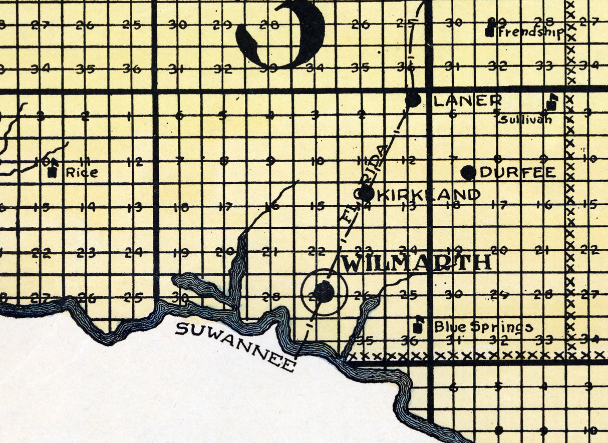 1914 Map of Suwannee County Florida Live Oak