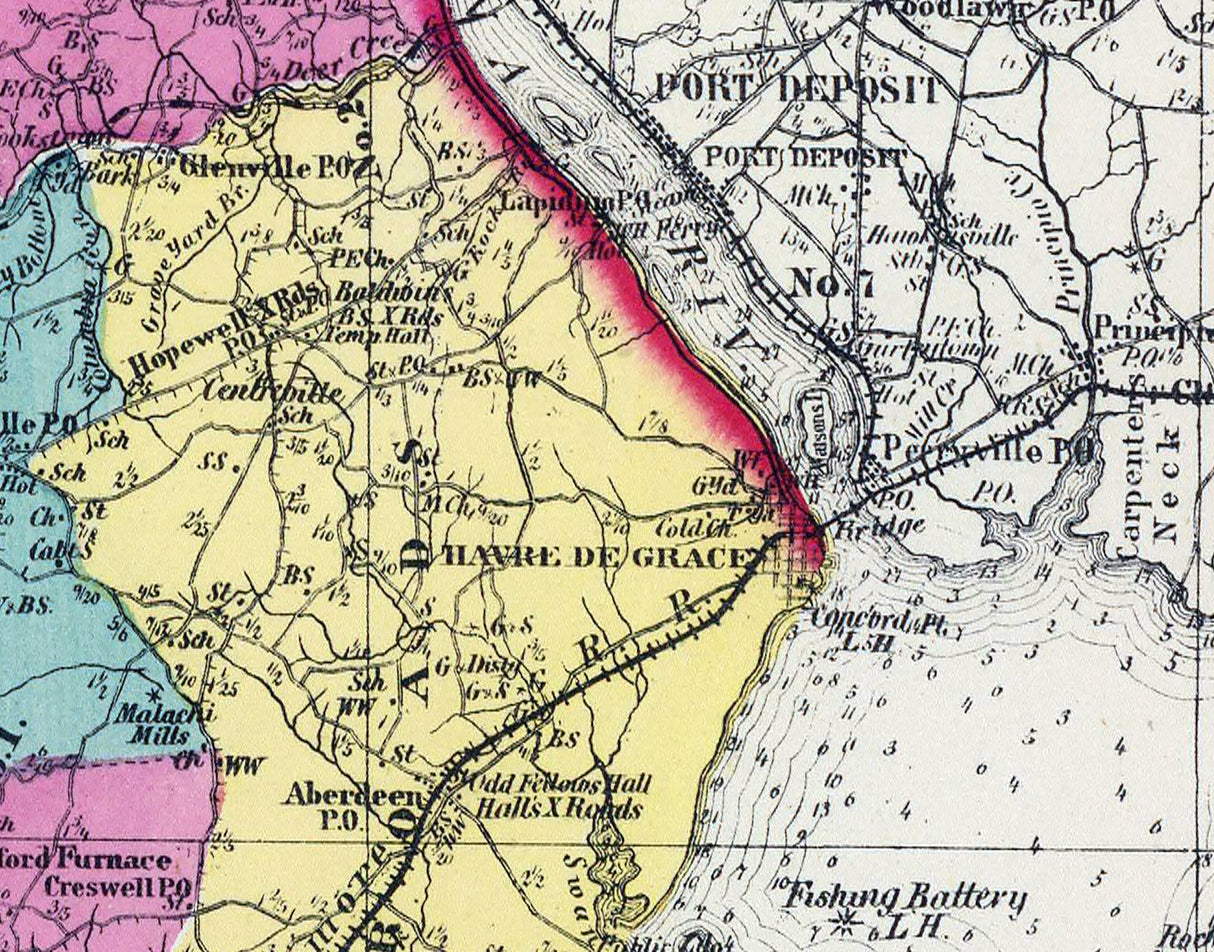 1873 Map of Baltimore and Harford County Maryland