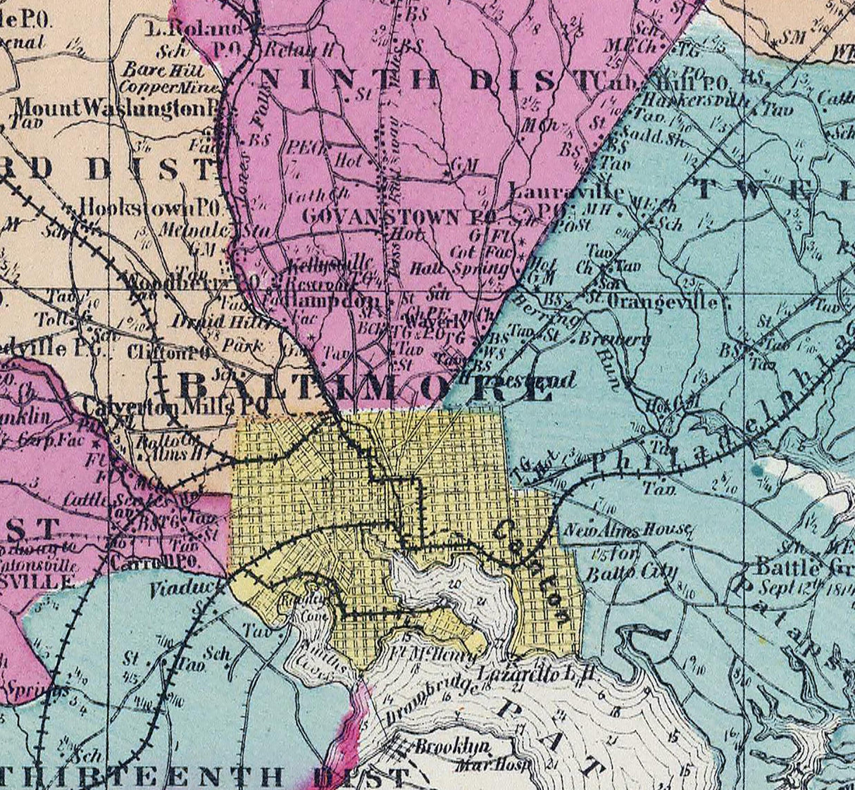 1873 Map of Baltimore and Harford County Maryland