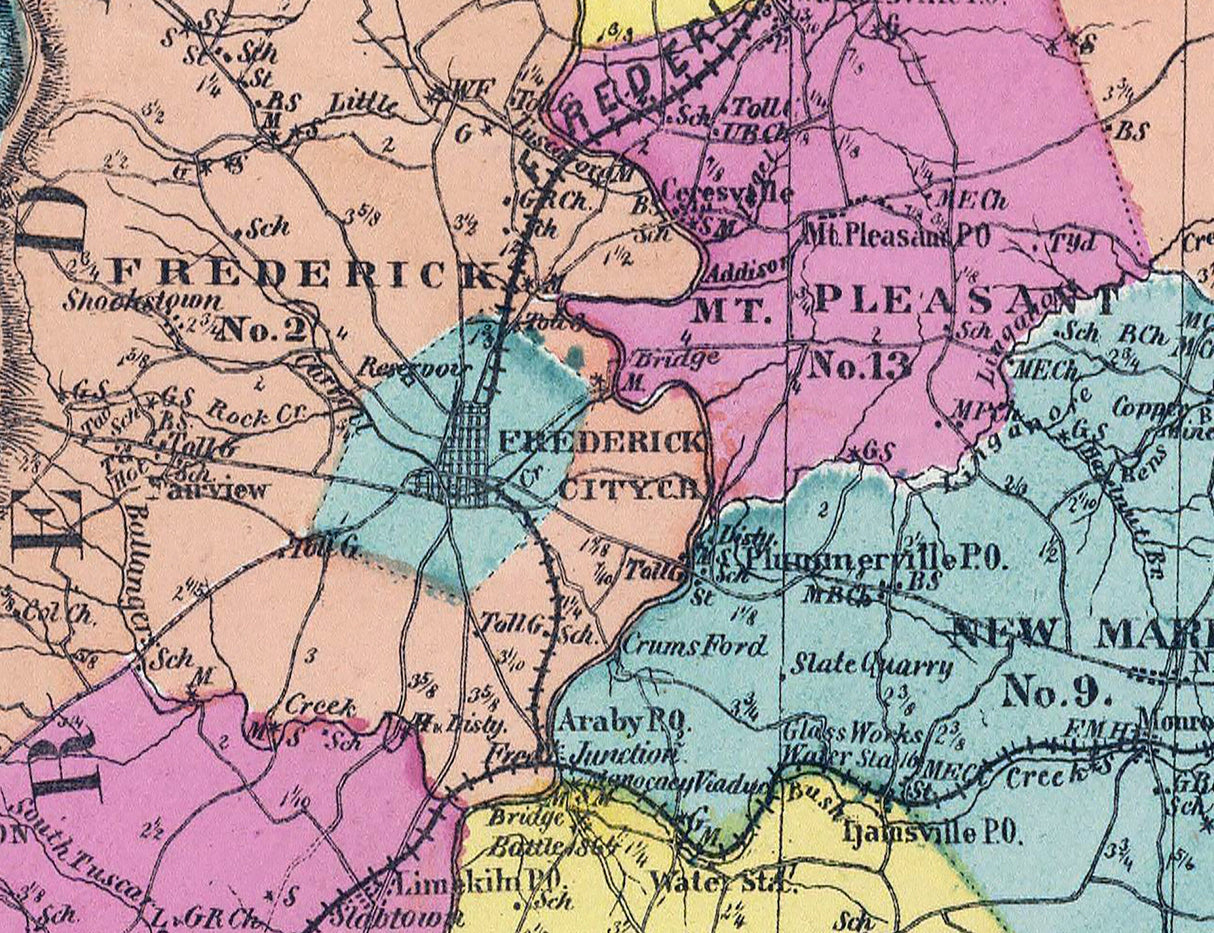 1873 Map of Carroll and Frederick County Maryland