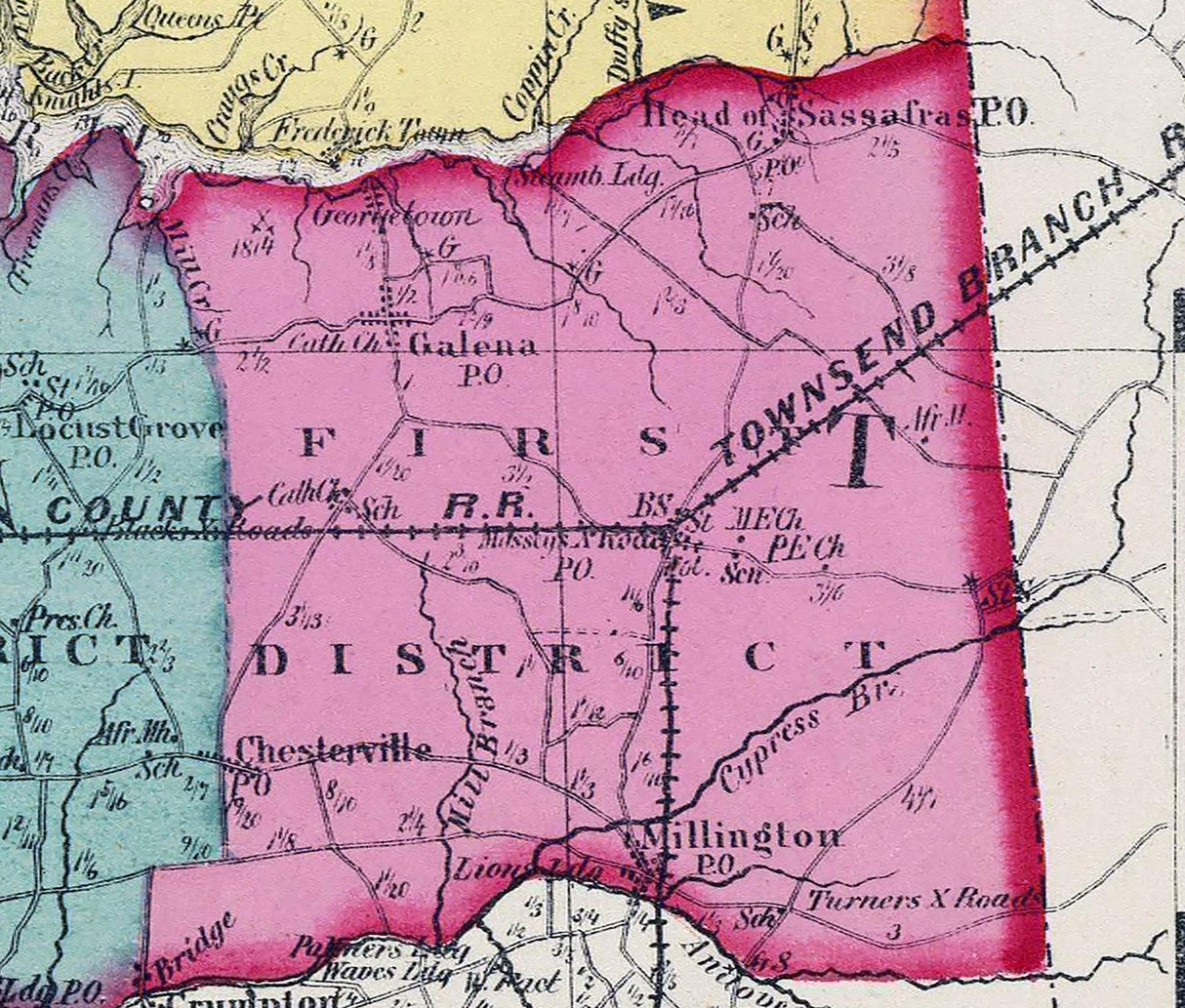 1873 Map of Cecil and Kent County Maryland