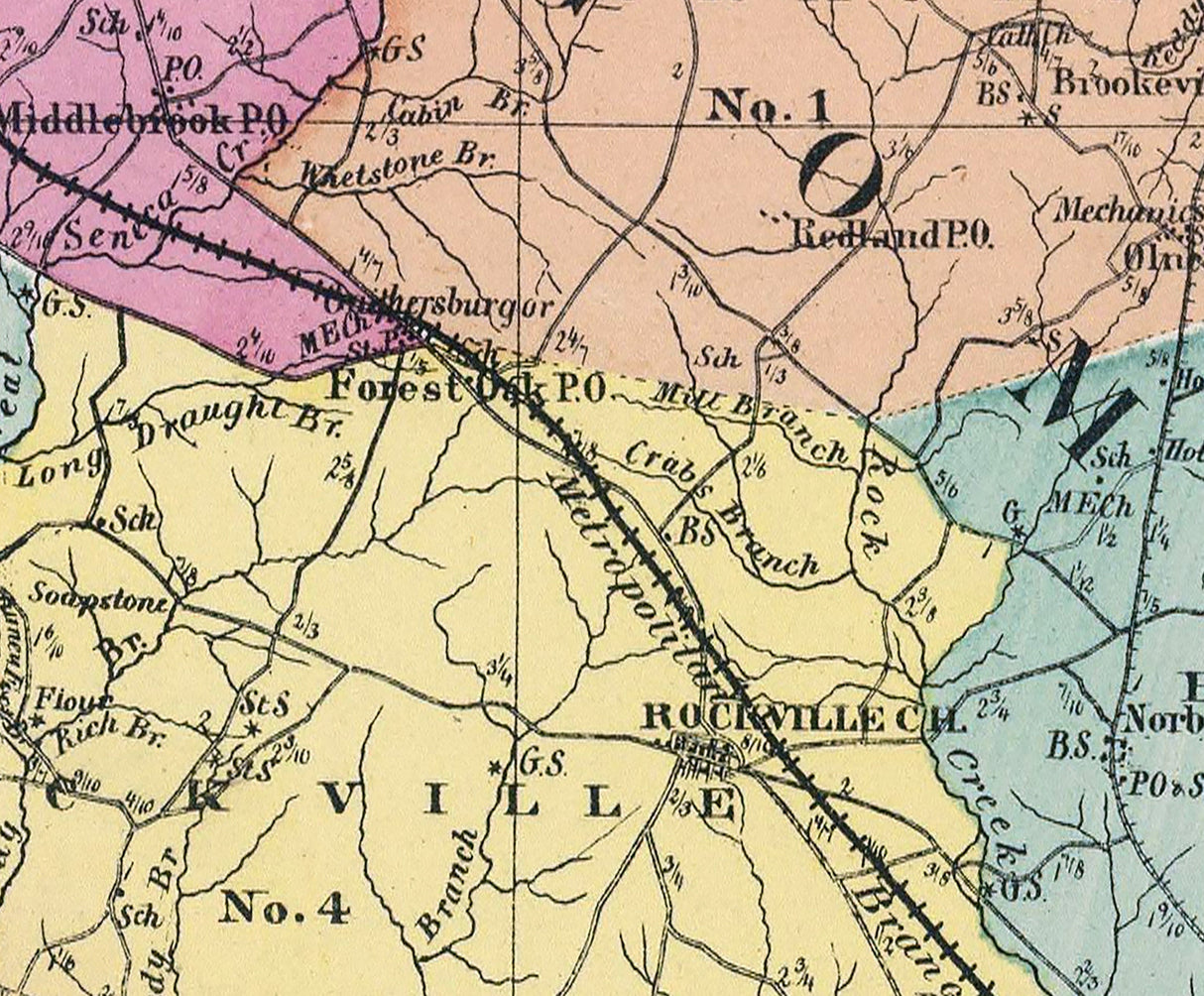 1873 Map of Howard and Montgomery County Maryland District of Columbia