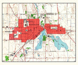 1964 Map of Whitewater Wisconsin Cravath Lake and Tripp Lake