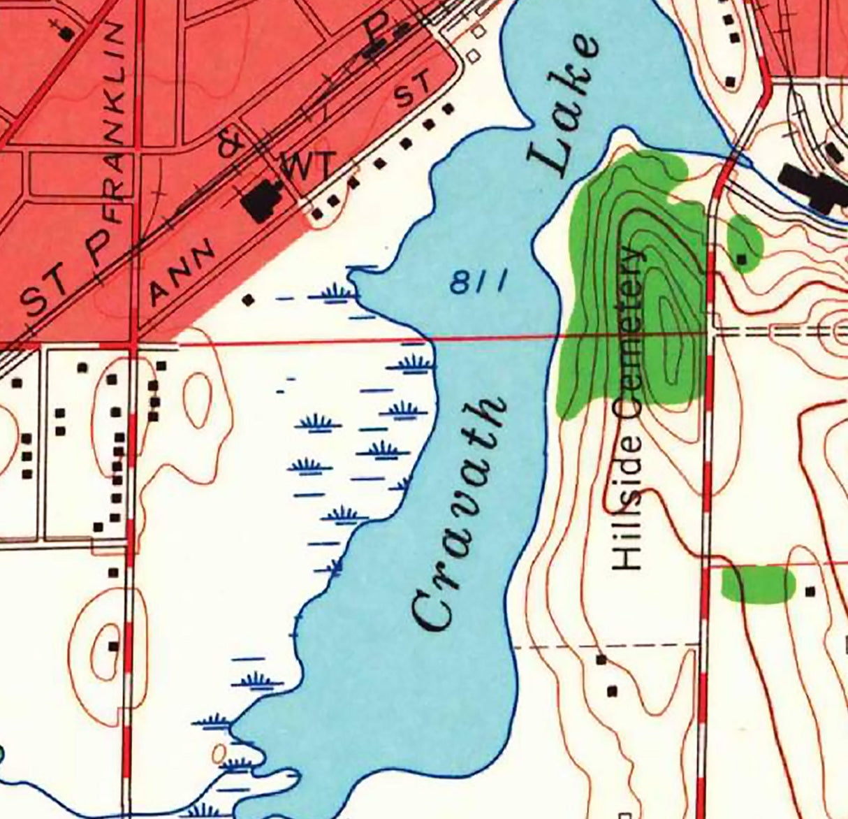 1964 Map of Whitewater Wisconsin Cravath Lake and Tripp Lake