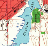 1964 Map of Whitewater Wisconsin Cravath Lake and Tripp Lake