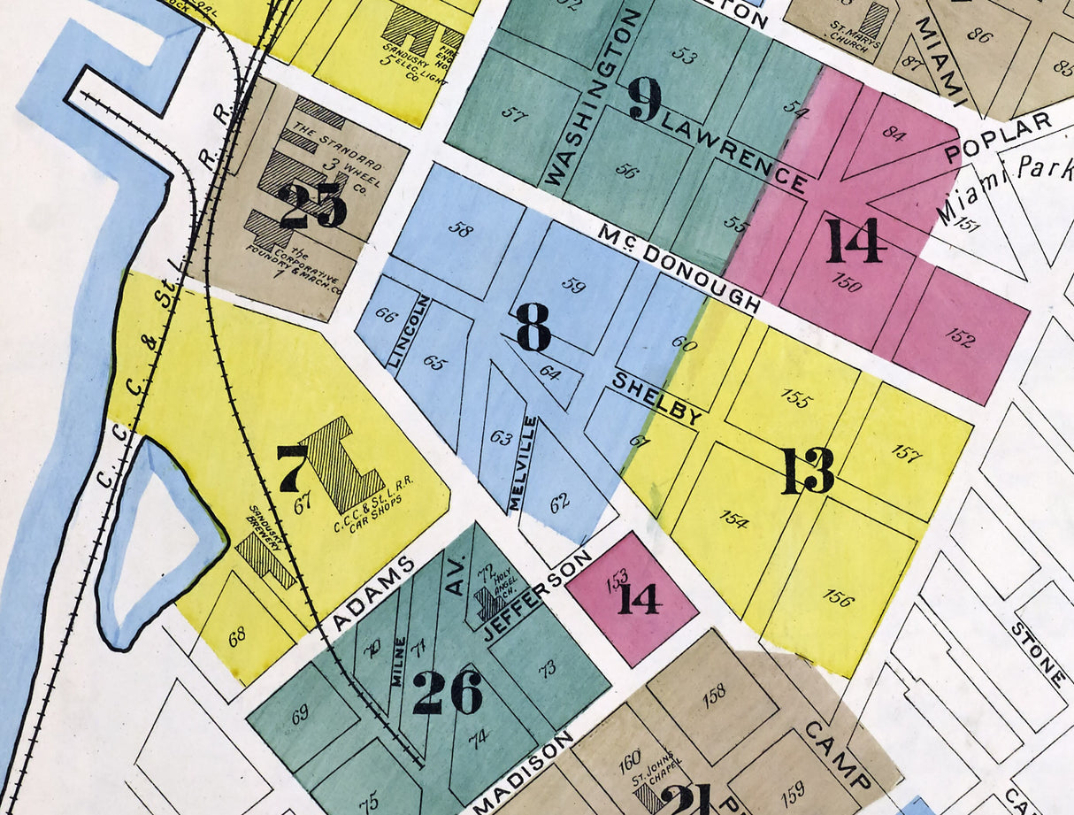 1893 Town Map of Sandusky Erie County Ohio