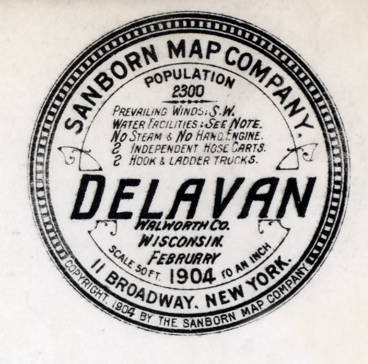 1904 Town Map of Delavan Walworth County Wisconsin