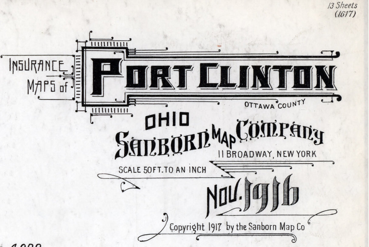 1916 Town Map of Port Clinton Ottawa County Ohio