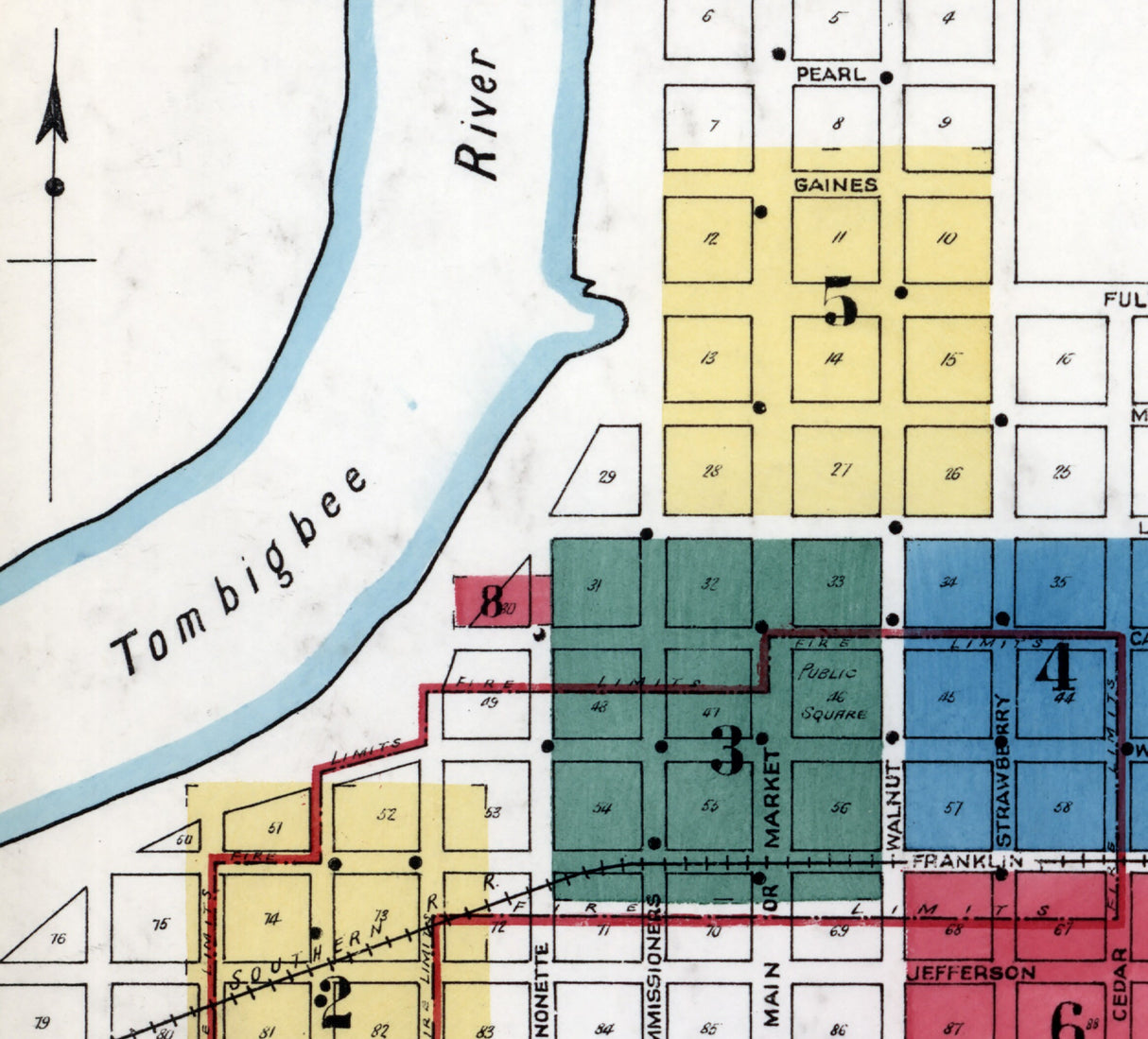 1909 Town Map of Demopolis Marengo County Alabama