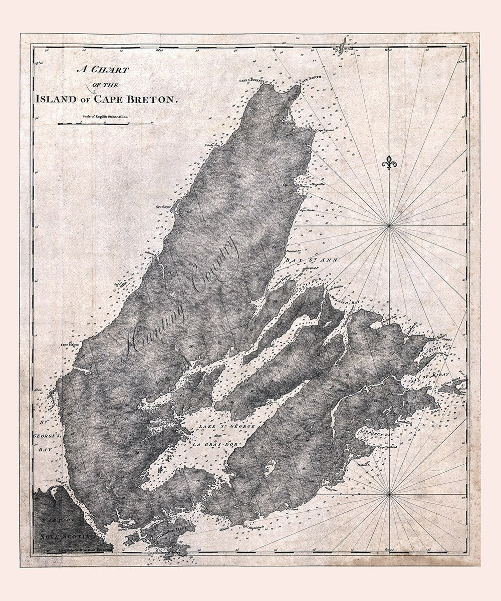 1800 Chart of Cape Breton Island Canada