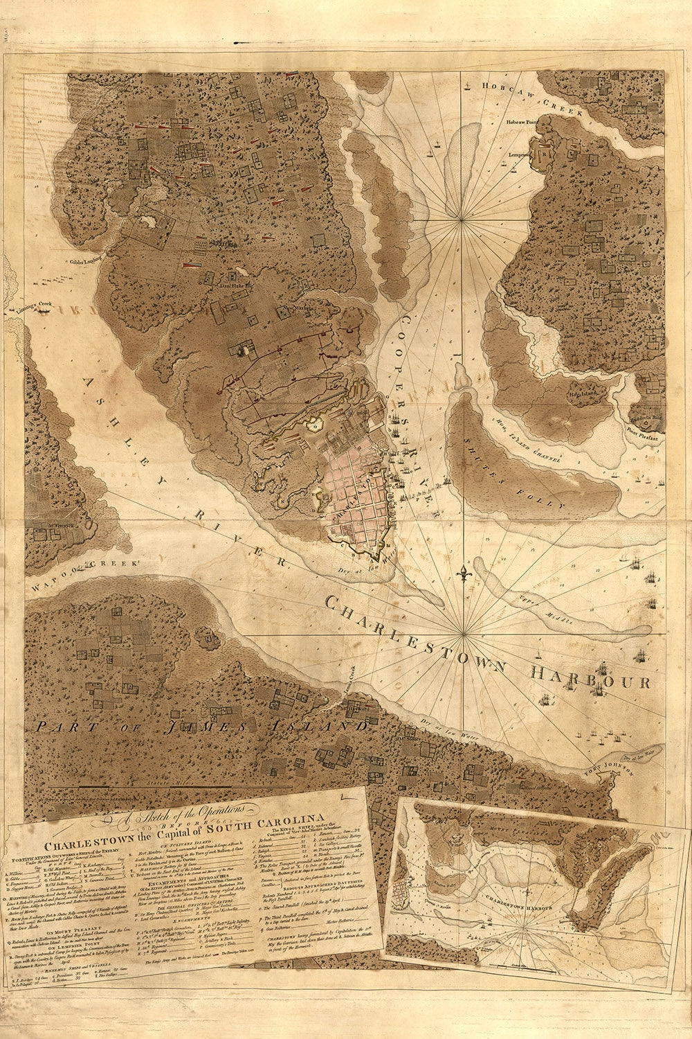1800 Map of Charlestown South Carolina and Harbor