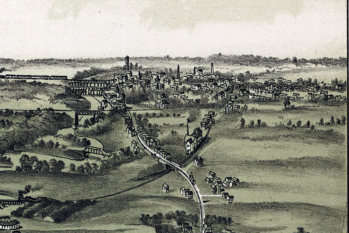 1896 Panoramic Map of Ashtabula Harbor Ohio