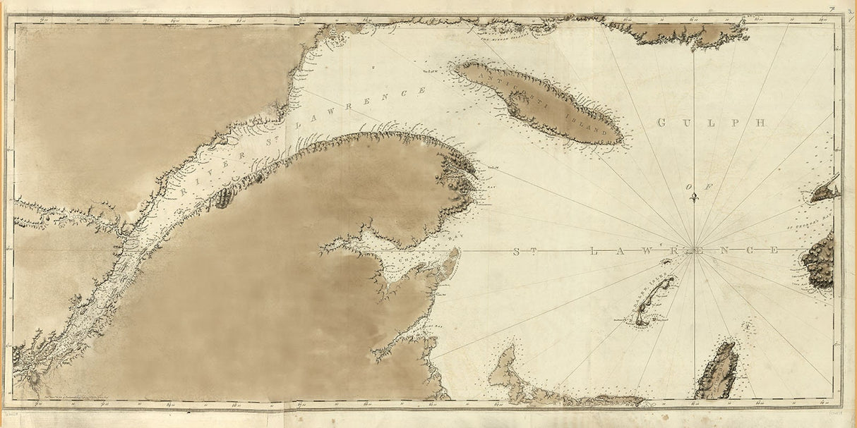 1800 Nautical Chart of St Lawrence River Gaspesie Quebec Canada