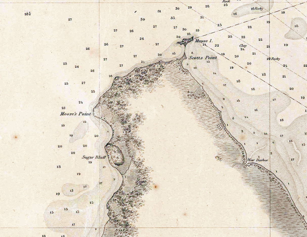 1849 Nautical Map of Lake Erie Islands
