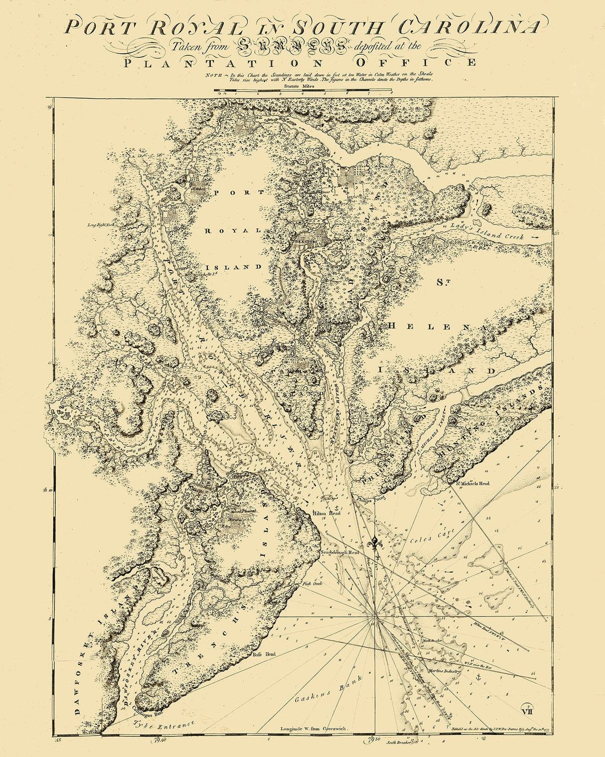 1800 Map of Port of Royal South Carolina