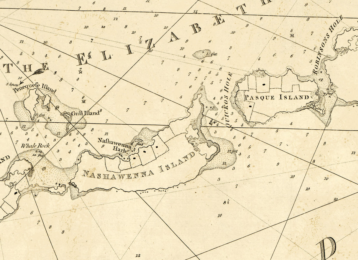 1800 Nautical Chart of Buzzards Bay and Vineyard Sound Massachusetts