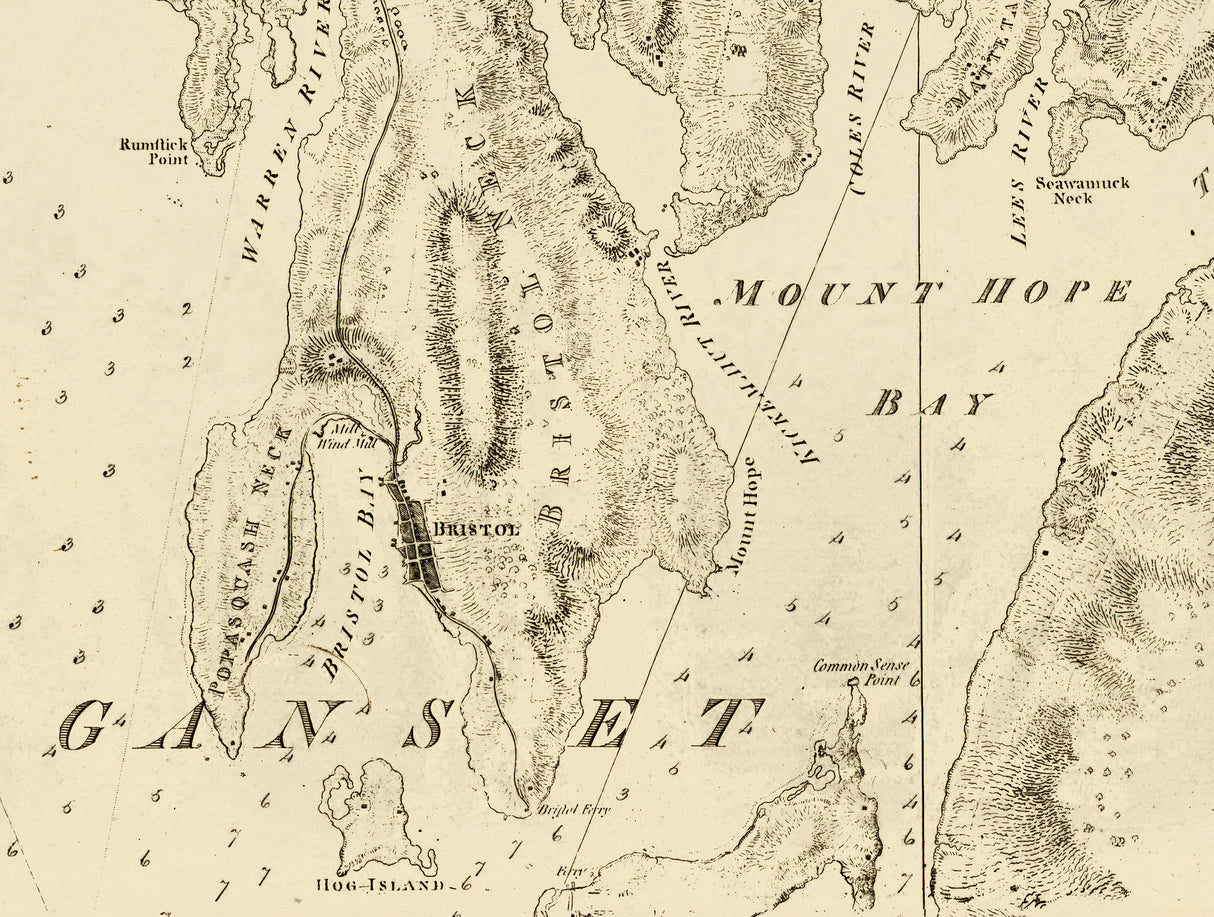 1800 Nautical Chart of Narraganset Bay Rhode Island
