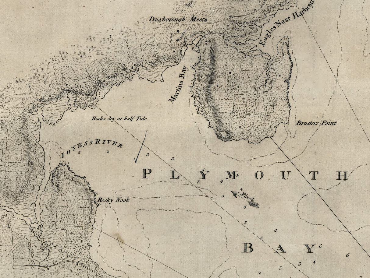 1800 Nautical Chart of Plymouth Bay Massachusetts