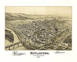 1895 Panoramic Map of Mifflintown Juniata County Pennsylvania