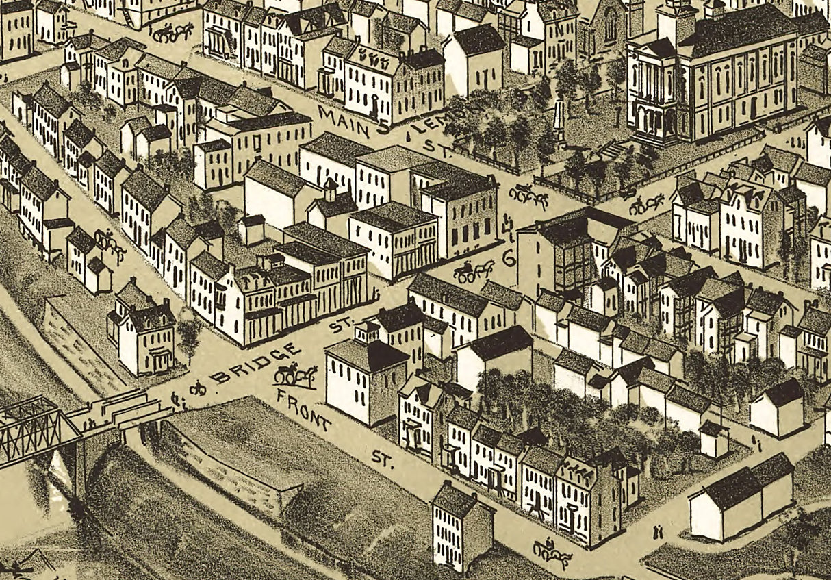 1895 Panoramic Map of Mifflintown Juniata County Pennsylvania