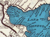 1923 Map of Madison and the Four Lakes Region Wisconsin