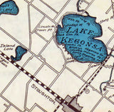 1923 Map of Madison and the Four Lakes Region Wisconsin