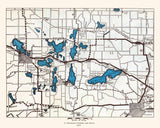 1923 Map of Oconomowoc Waukesha Lake District Wisconsin