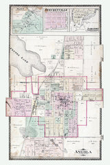 1880 Town Map of Angola Steuben County Indiana