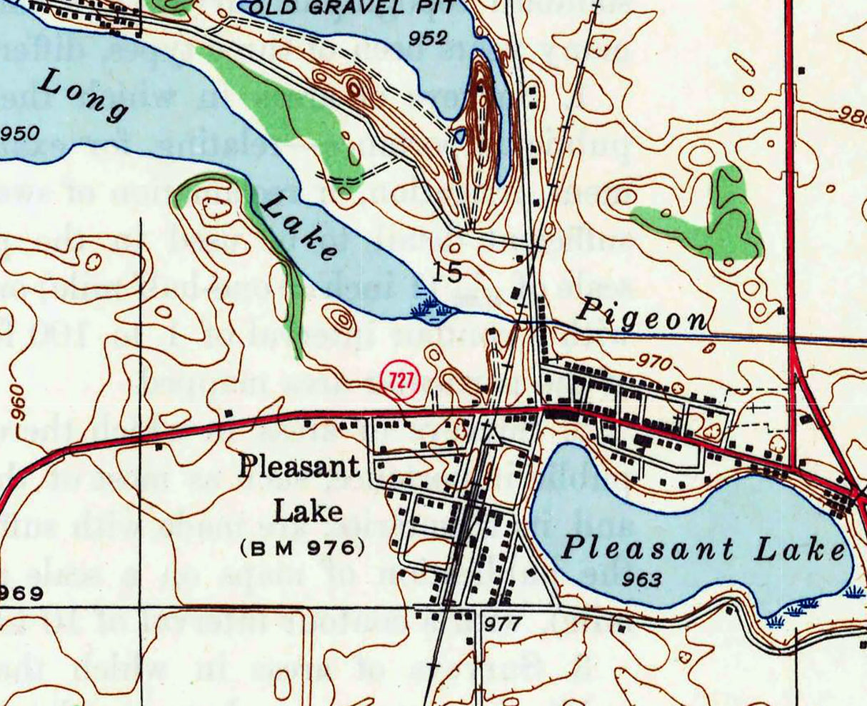 1942 Topo Map of Ashley Indiana Pleasant Lake