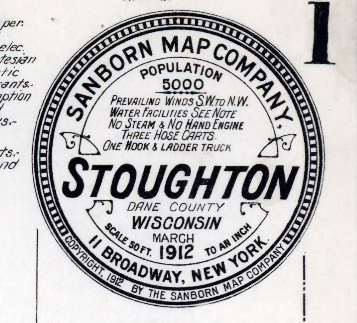 1912 Town Map of Stoughton Dane County Wisconsin