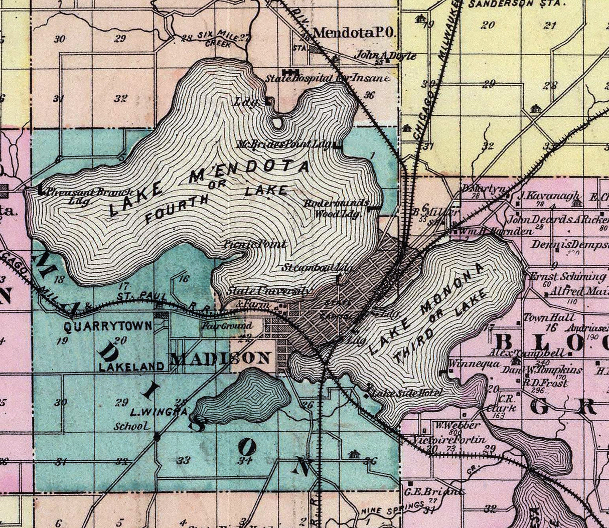 1878 Map of Dane County Wisconsin