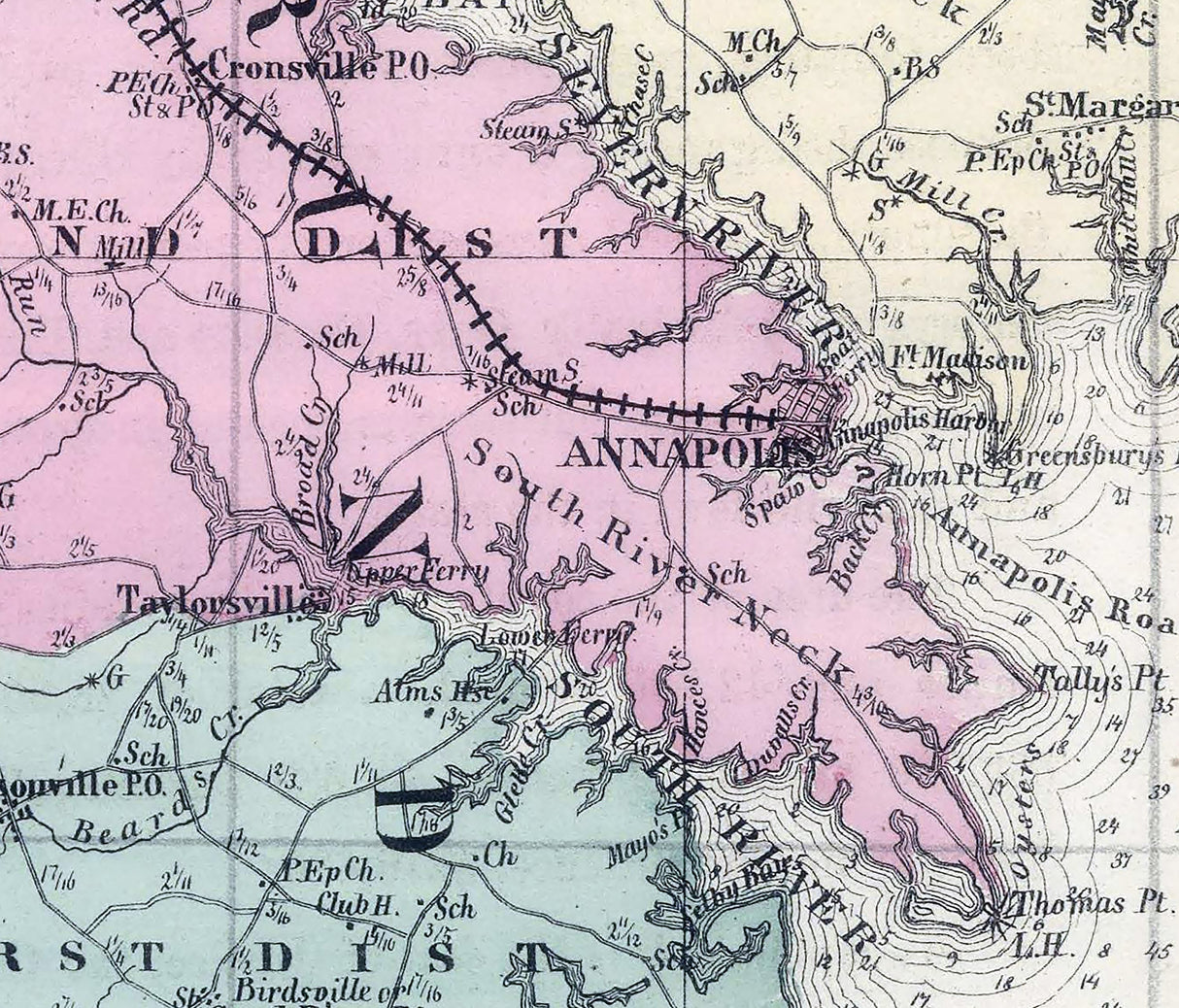 1866 Map of Anne Arundel County Maryland