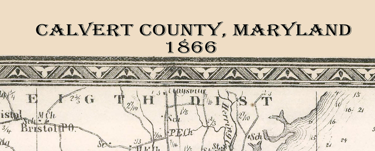 1866 Map of Calvert County Maryland