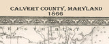 1866 Map of Calvert County Maryland