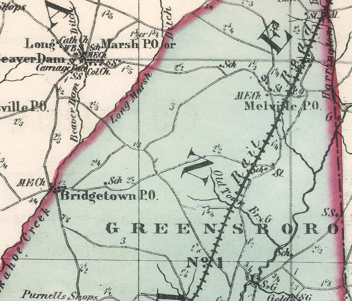 1866 Map of Caroline County Maryland