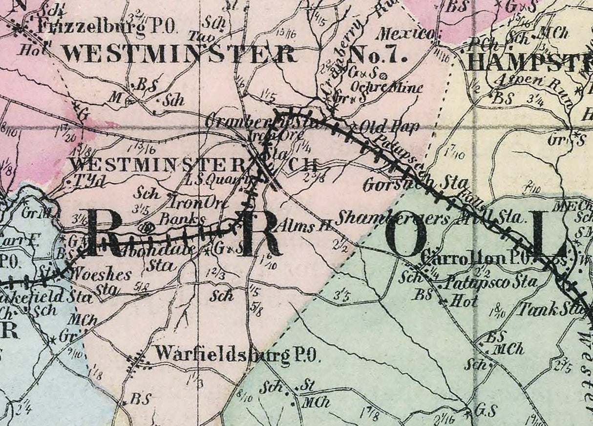 1866 Map of Carroll County Maryland