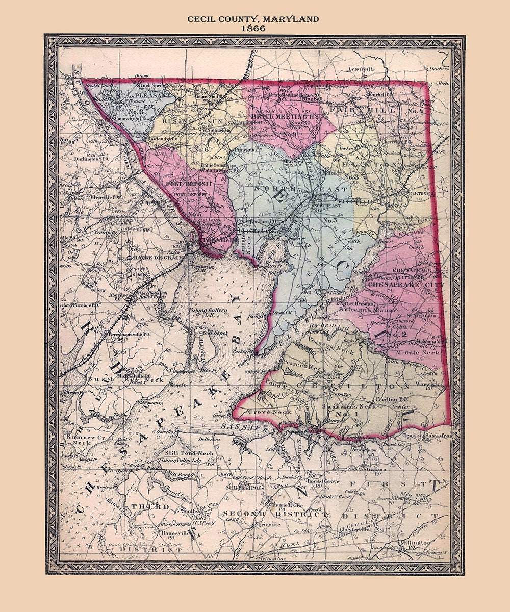 1866 Map of Cecil County Maryland