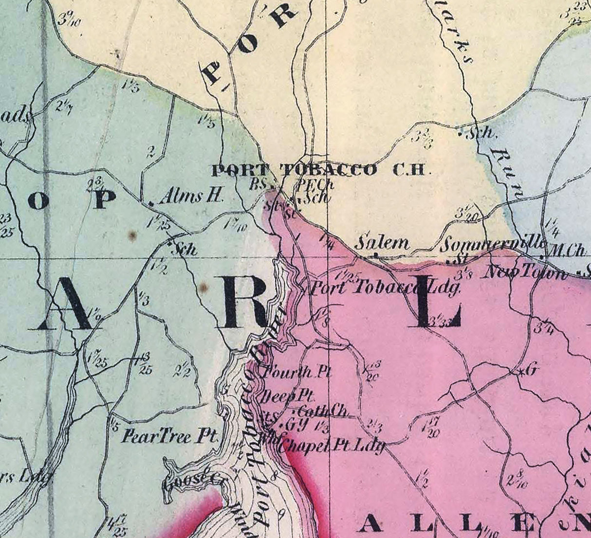 1866 Map of Charles County Maryland