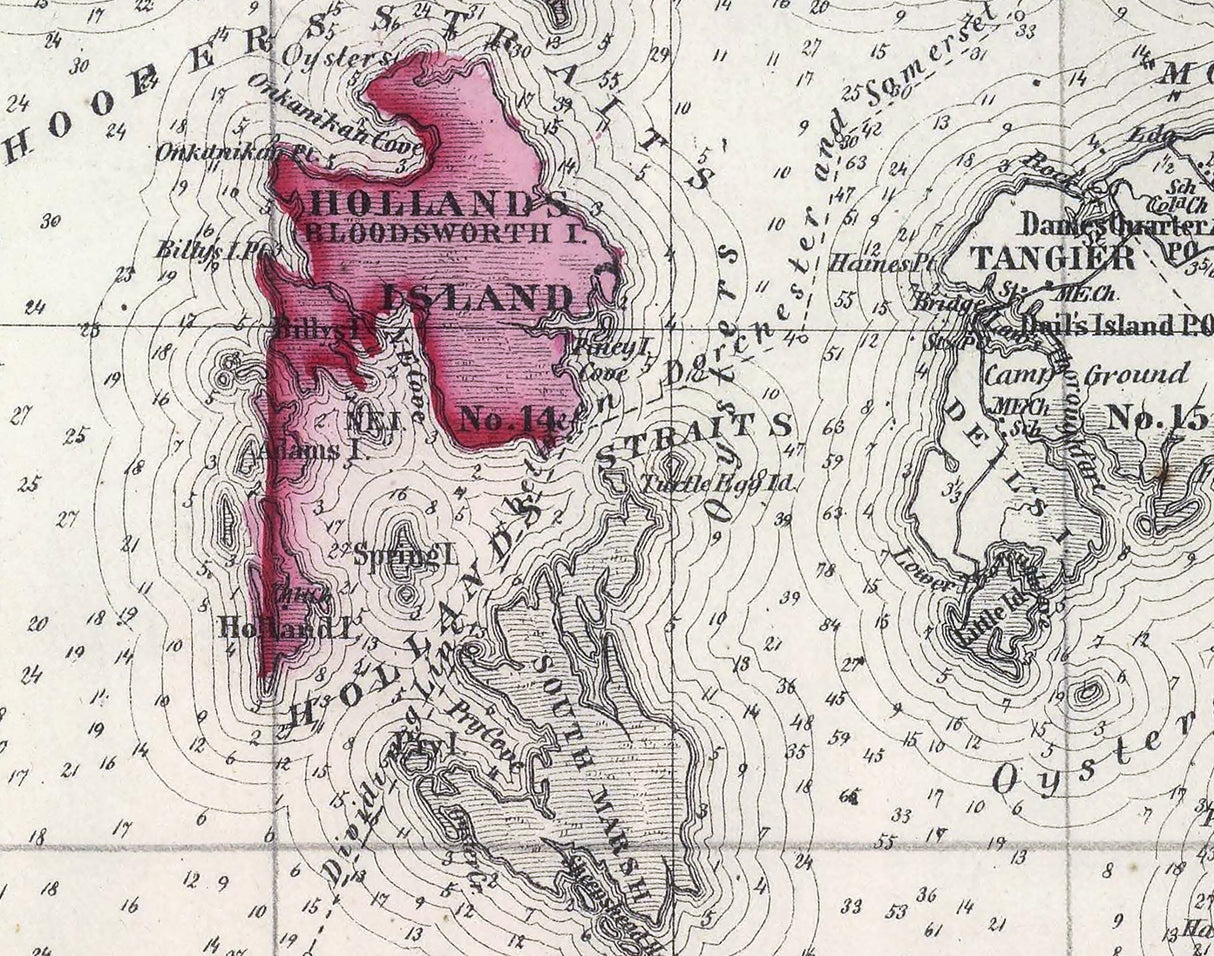 1866 Map of Dorchester County Maryland