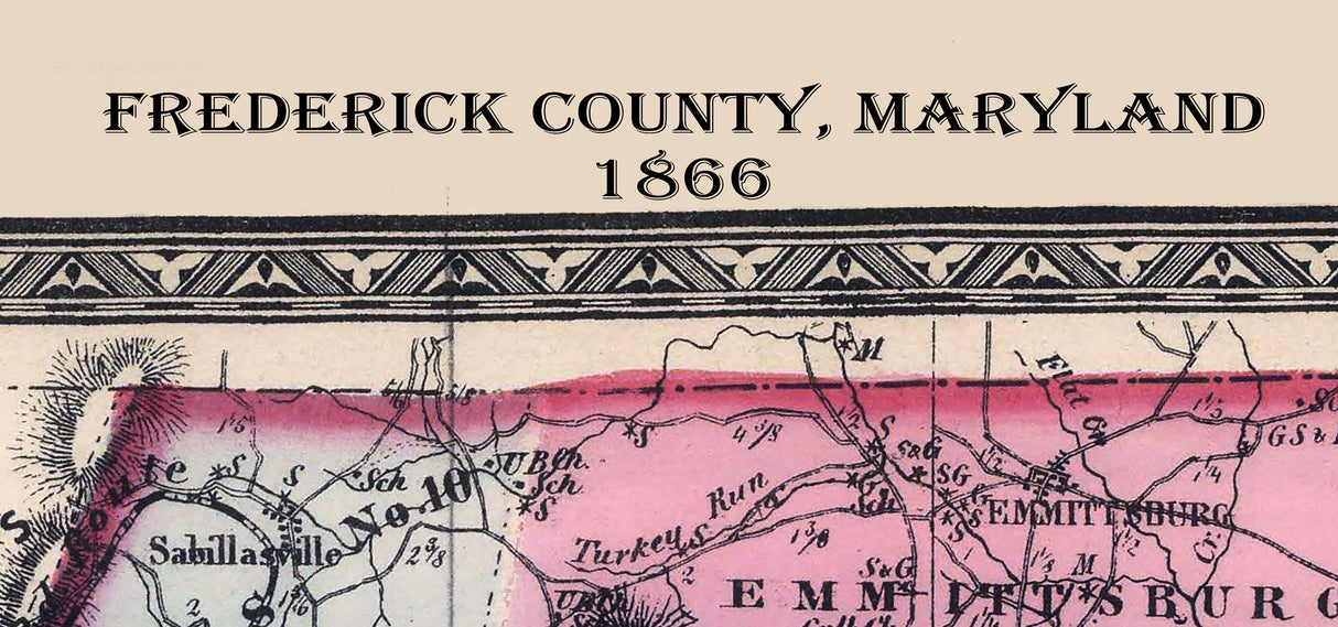 1866 Map of Frederick County Maryland