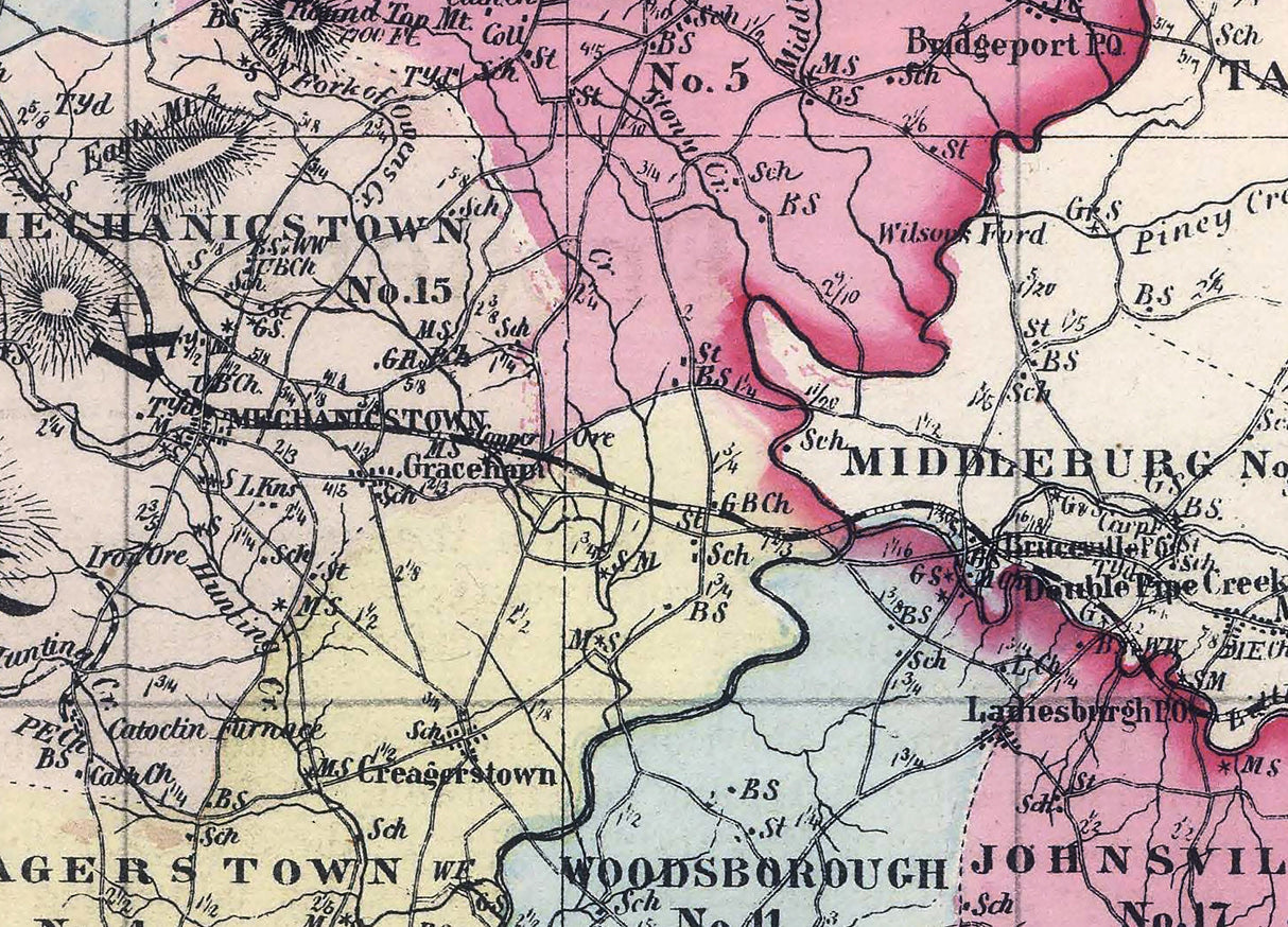 1866 Map of Frederick County Maryland