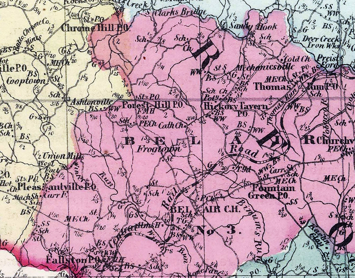 1866 Map of Harford County Maryland