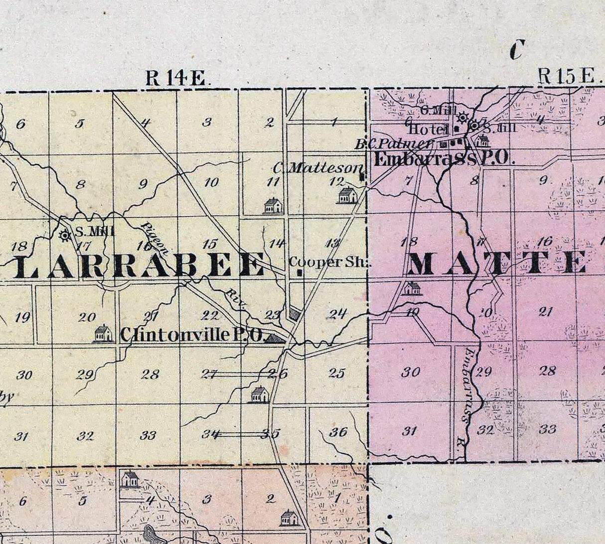 1878 Map of Waupaca County Wisconsin