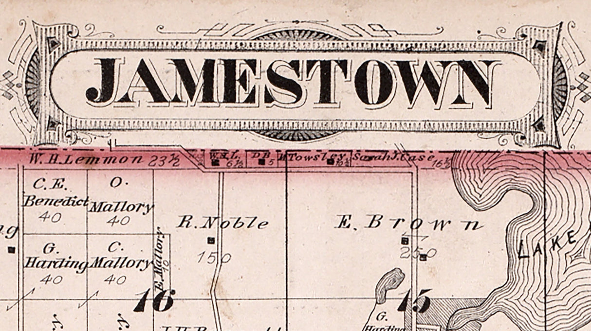 1880 Map of Jamestown Township Steuben County Indiana