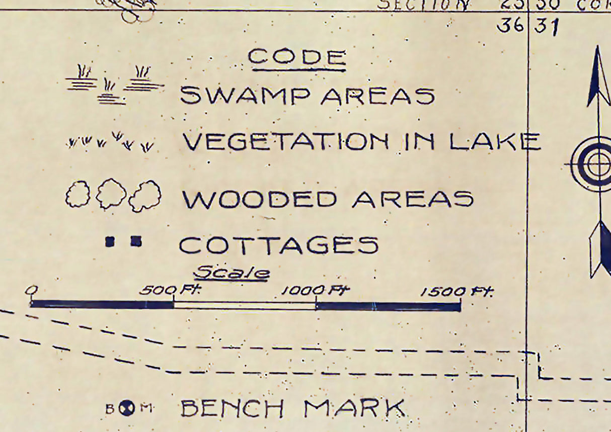 1922 Map of Dewart Lake Kosciusko County Indiana