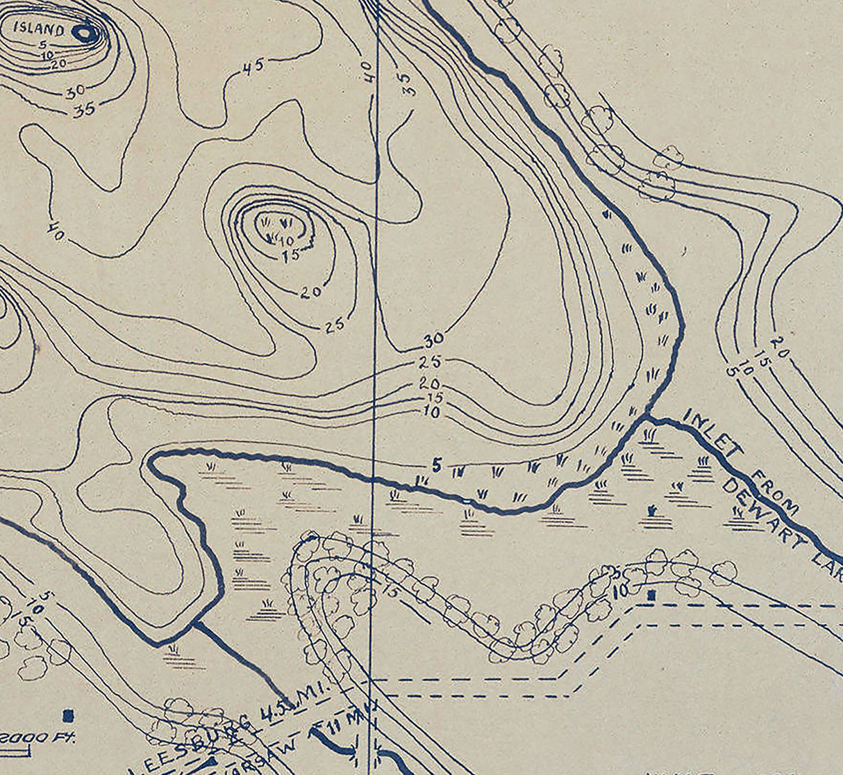 1922 Map of Wabee Lake Kosciusko County Indiana