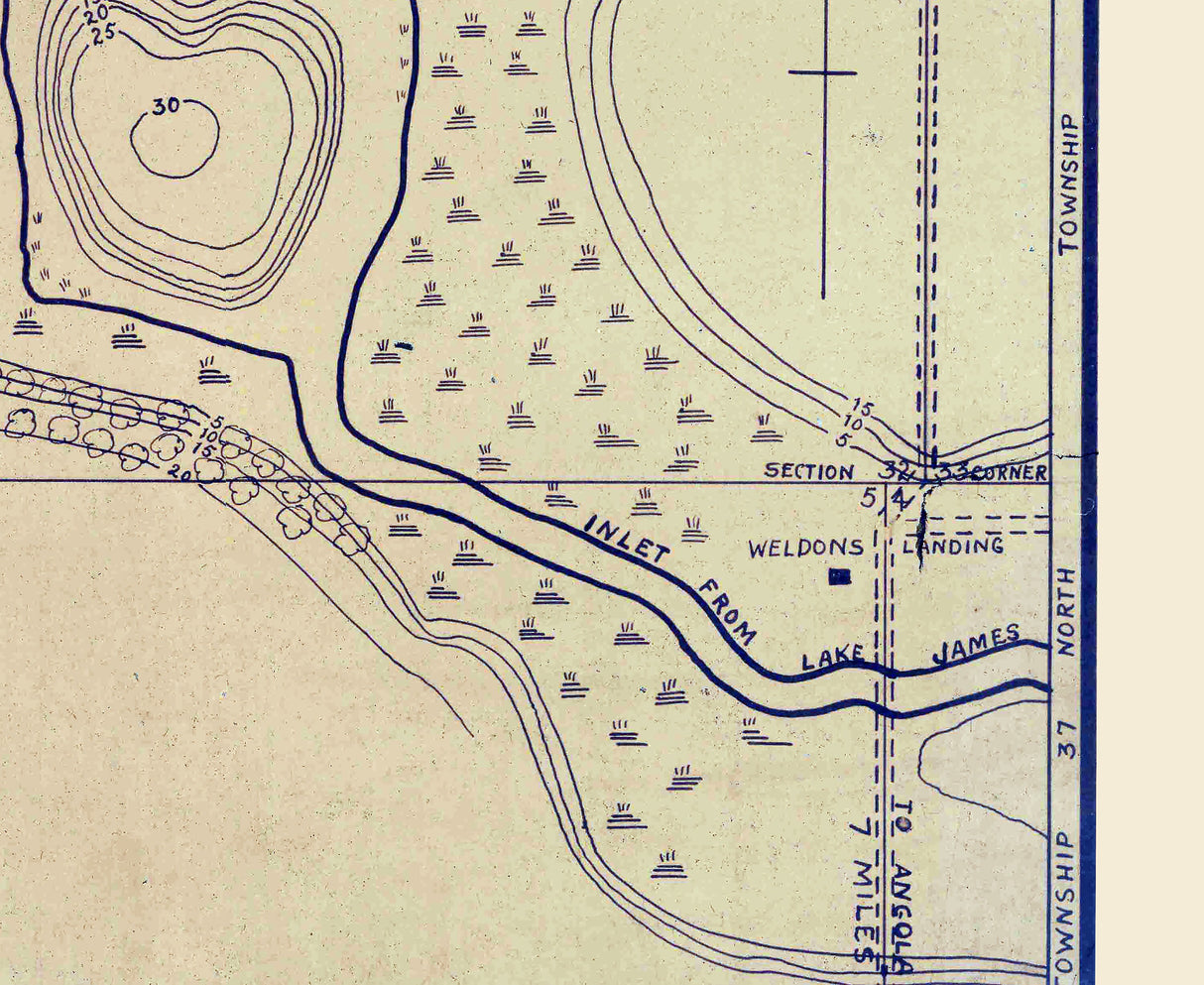 1923 Map of Jimerson Lake Steuben County Indiana