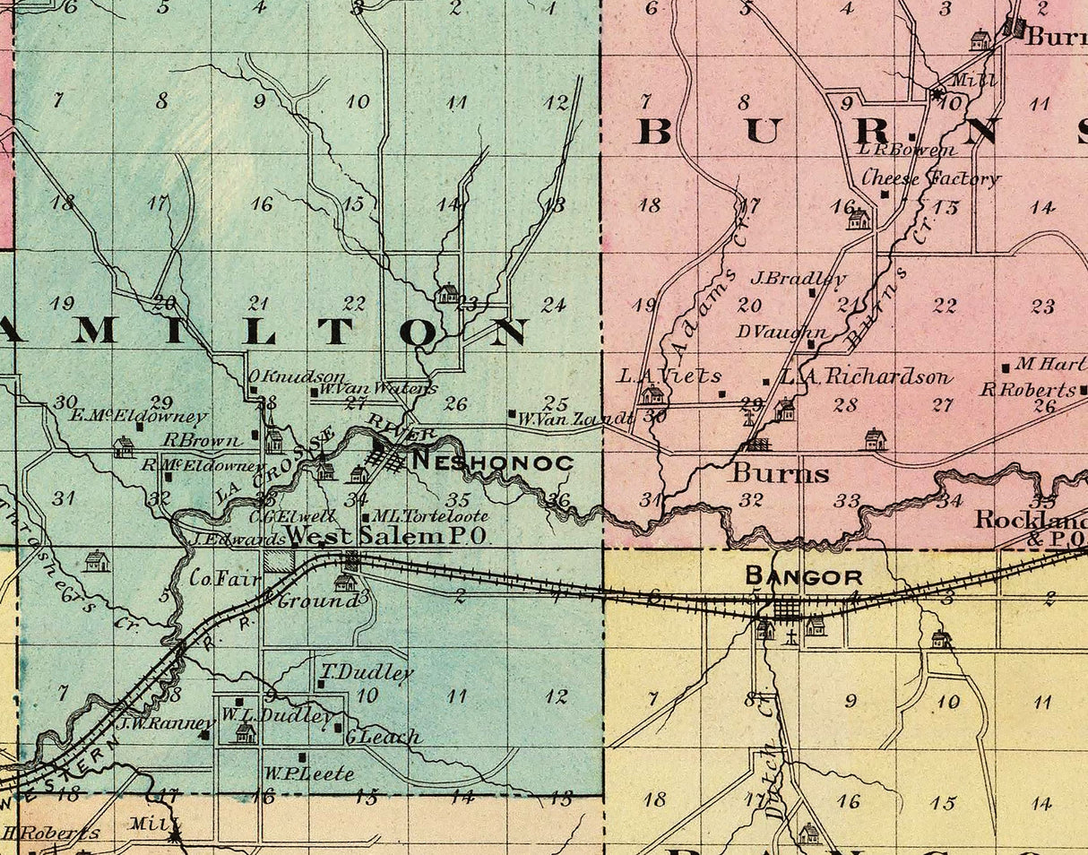 1878 Map of Lacrosse County Wisconsin